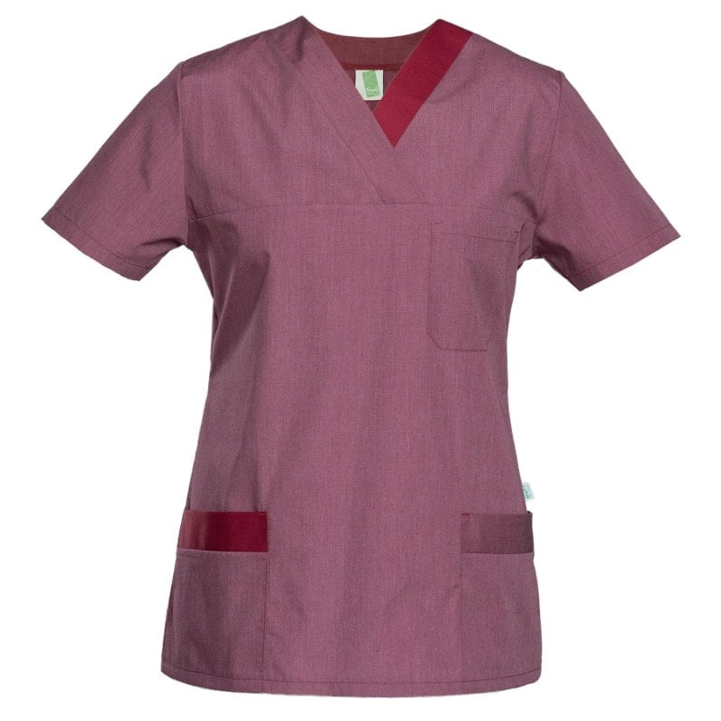 Women's Lightweight Scrub Top Mottled Bordeaux/Cherry | M