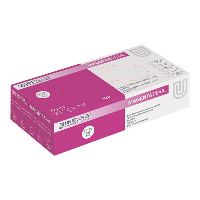 Unigloves Pearl Nitrile Gloves Magenta | L