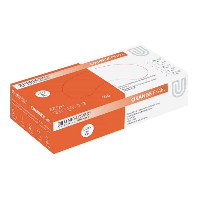 Unigloves Pearl Nitrile Gloves Orange | S