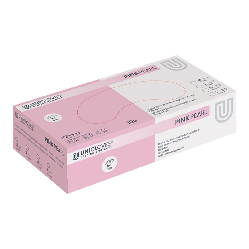Unigloves Pearl Nitrile Gloves Pink | M