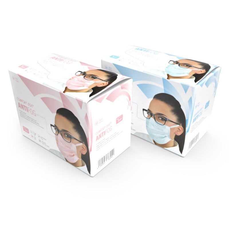 Surgical Mask for Lens Wearers Ear Loops | Soft Pink