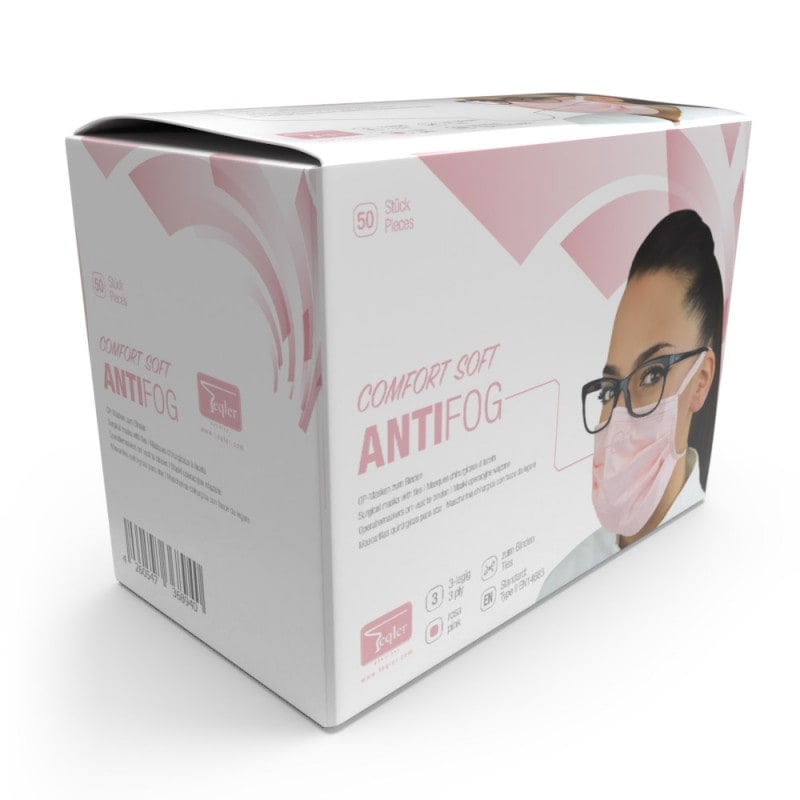 Surgical Mask for Lens Wearers Ear Loops | Soft Pink