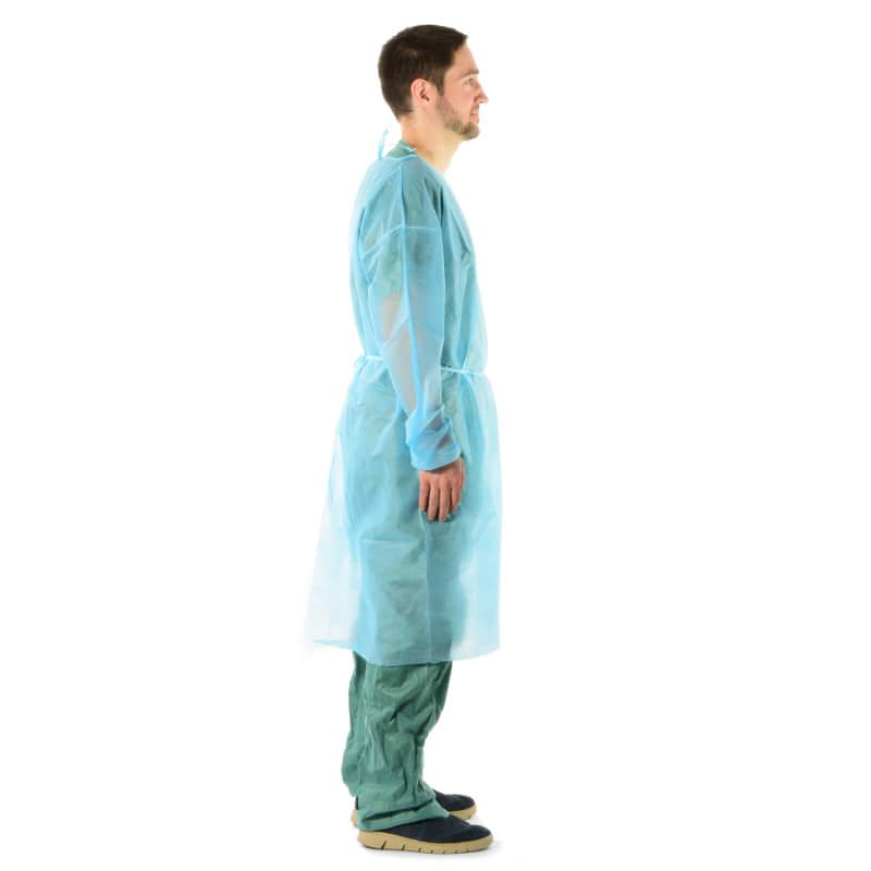 Disposable Gown made from PP Fleece Blue