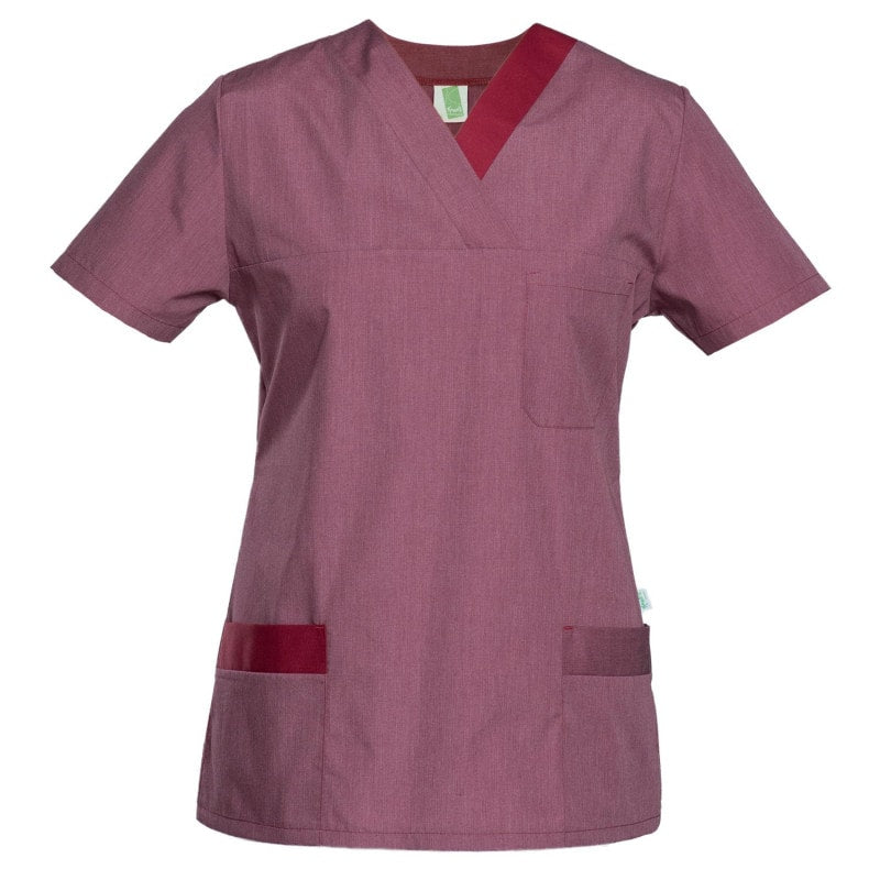 Women's Lightweight Scrub Top Mottled Bordeaux/Cherry | Xs