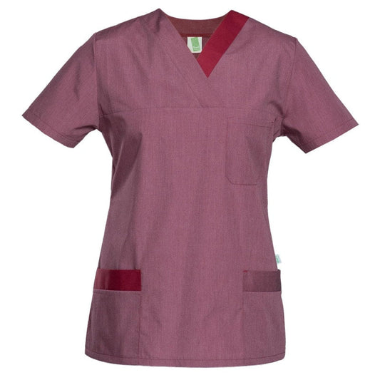 Women's Lightweight Scrub Top Mottled Bordeaux/Cherry | Xs
