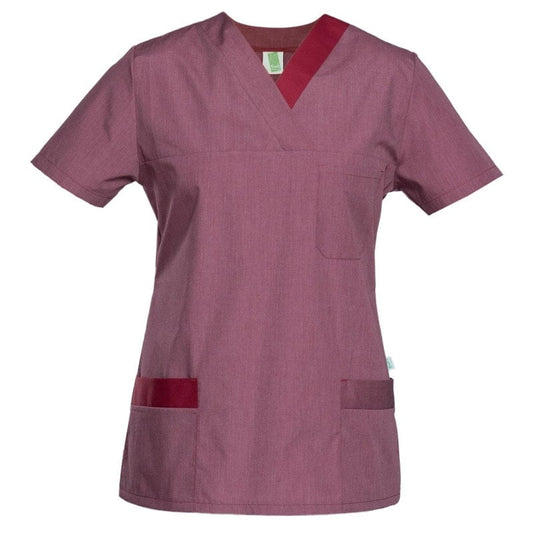 Women's Lightweight Scrub Top Mottled Bordeaux/Cherry | Xxl