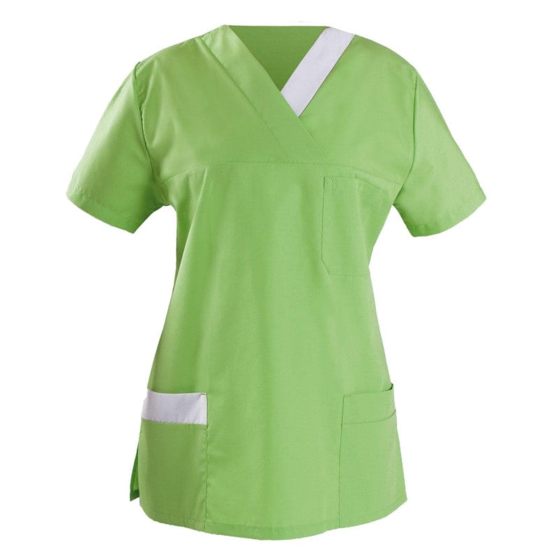 Women's Lightweight Scrub Top Kiwi/Light Grey | Xl