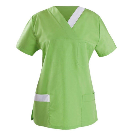 Women's Lightweight Scrub Top Kiwi/Light Grey | S