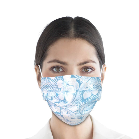 Teqler Surgical Masks with Design Blue Flowers