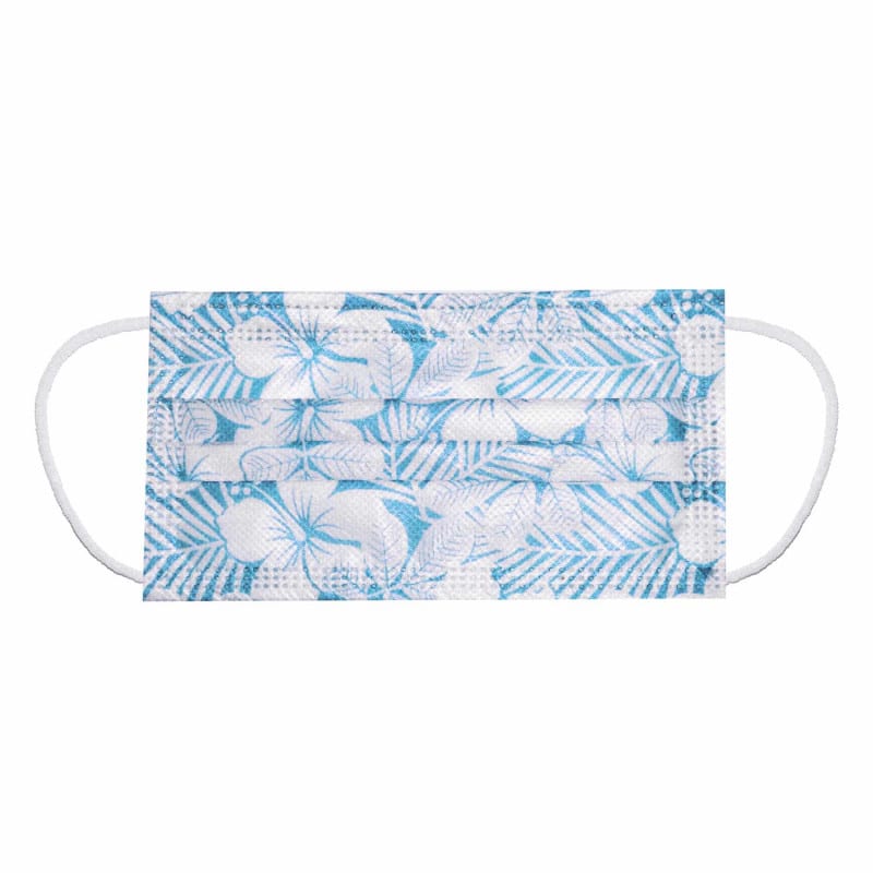 Teqler Surgical Masks with Design Blue Flowers