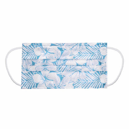 Teqler Surgical Masks with Design Blue Flowers