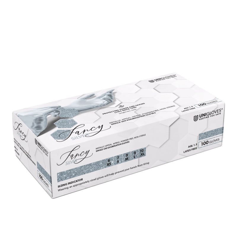 Unigloves FANCY Nitrile Gloves Silver | M