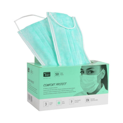 Surgical Mask with Elastic Earloops, 3 ply Green