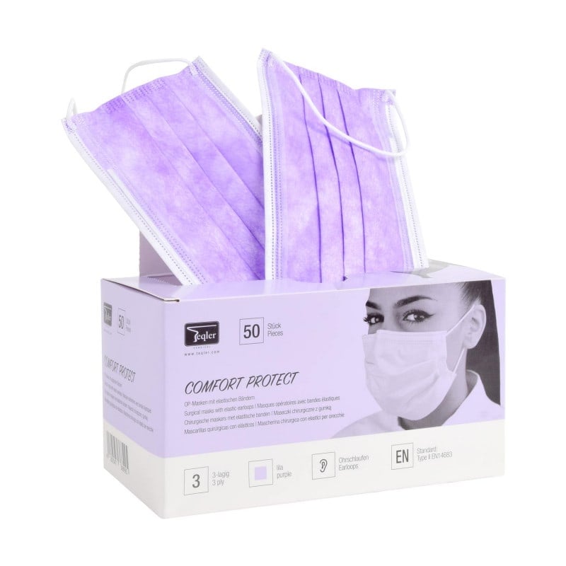Surgical Mask with Elastic Earloops, 3 ply Purple
