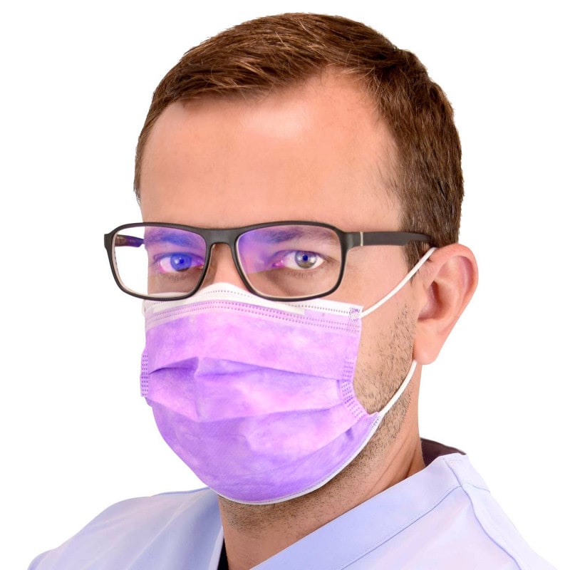 Surgical Mask with Elastic Earloops, 3 ply Purple