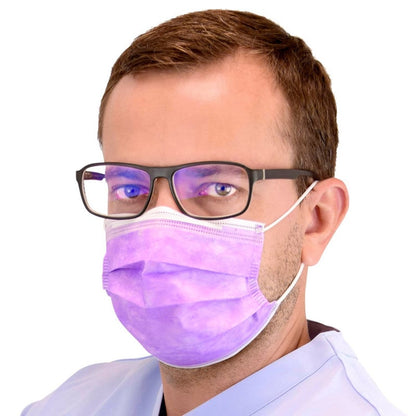 Surgical Mask with Elastic Earloops, 3 ply Purple