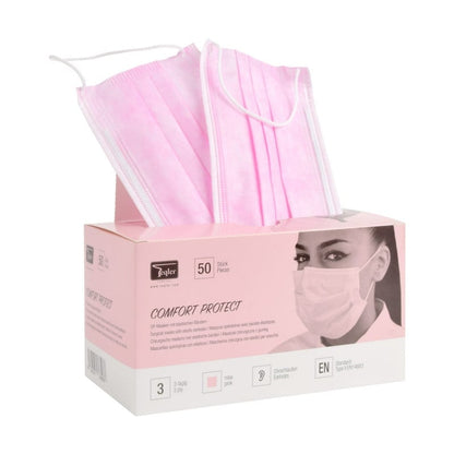 Surgical Mask with Elastic Earloops, 3 ply Rose