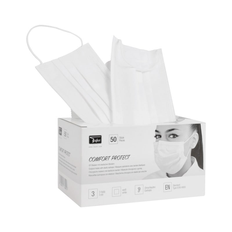 Surgical Mask with Elastic Earloops, 3 ply White