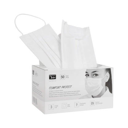 Surgical Mask with Elastic Earloops, 3 ply White