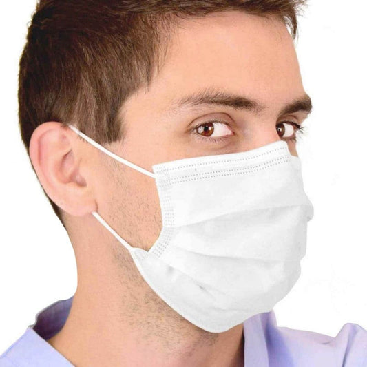 Surgical Mask with Elastic Earloops, 3 ply White