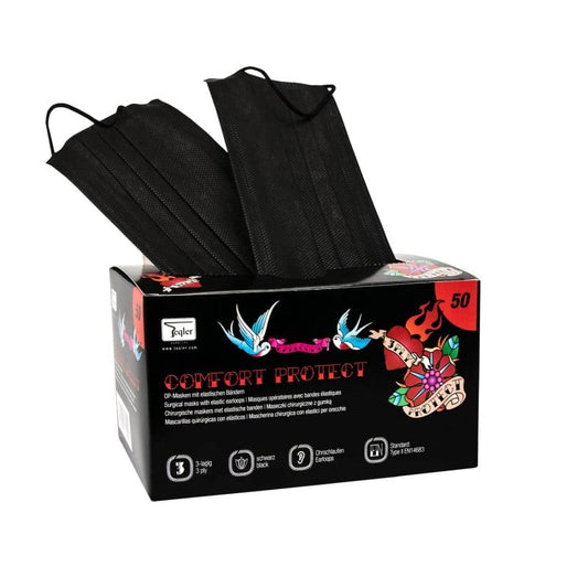 Teqler Surgical Mask, black With Elastic Ear Loops