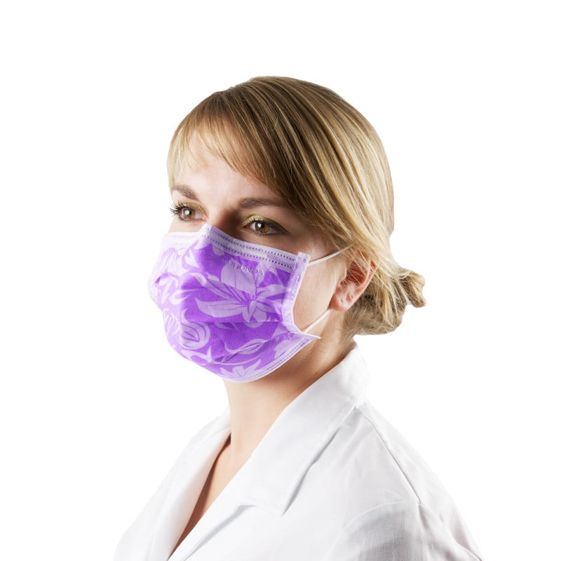 Monoart® Surgical Mask with flower pattern Purple